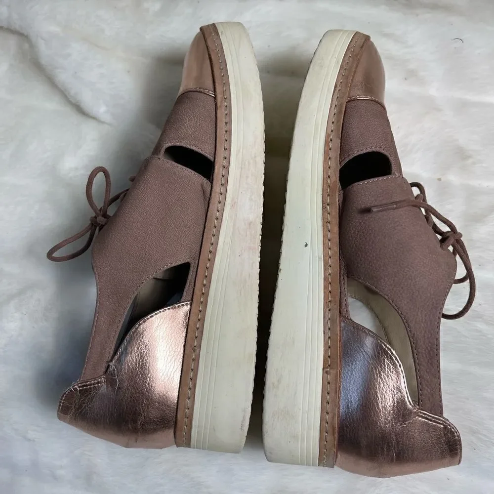 Steven by Steve Madden Pippar Rose gold Leather & PU Oxford platform shoes SZ10B